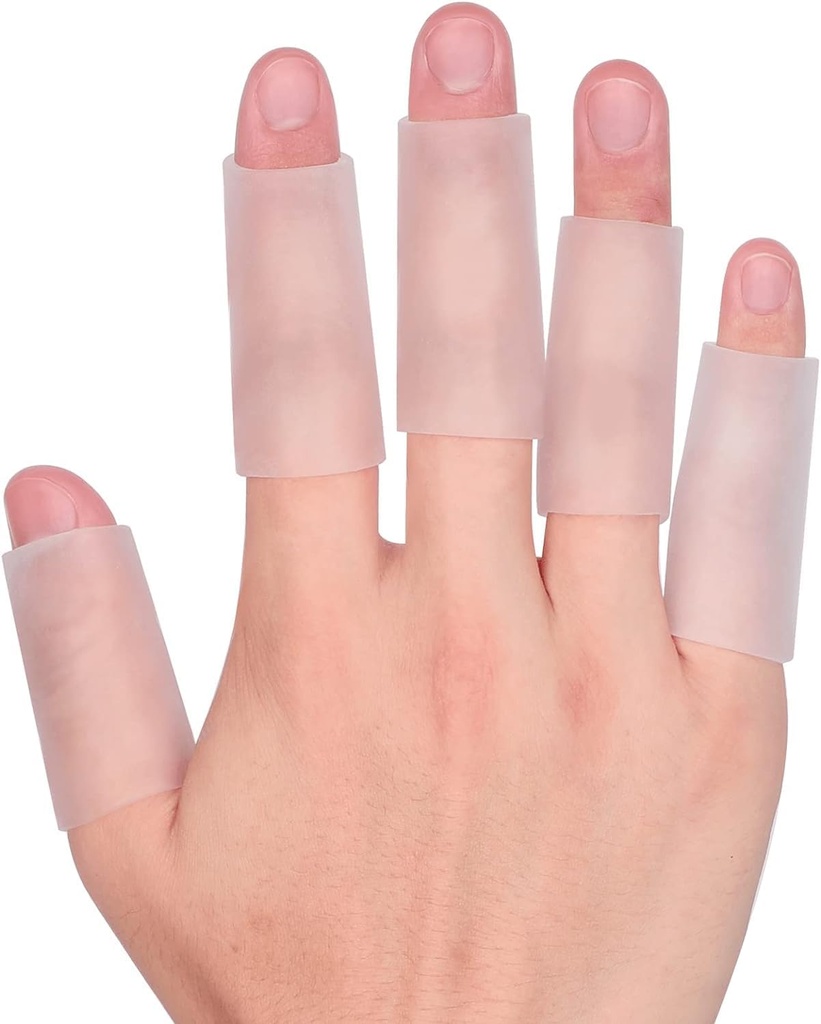 [BRSW2GD5BZ7RQGTZ] 20 PCS Gel Finger Sleeve Protectors - Silicone Finger Sleeves Cushions and Protects - Finger Cots Bandages Provide Relief for Finger Cracking, Corns, Blisters and Calluses Protect (Clear)