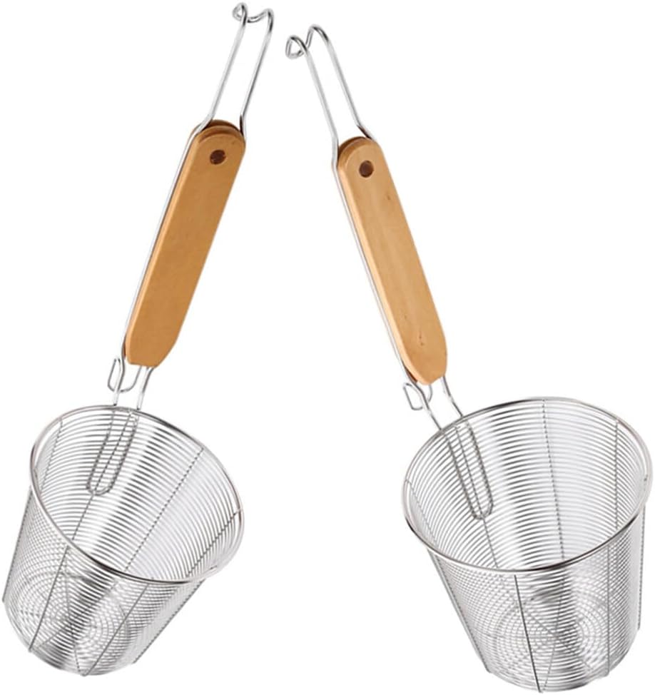 Hemoton Stainless Steel Slotted Spoon 2Pcs 13.6 Inch Pasta Strainer and Draining Spoon for Noodles Dumplings and Asian Dishes Kitchen Utensil