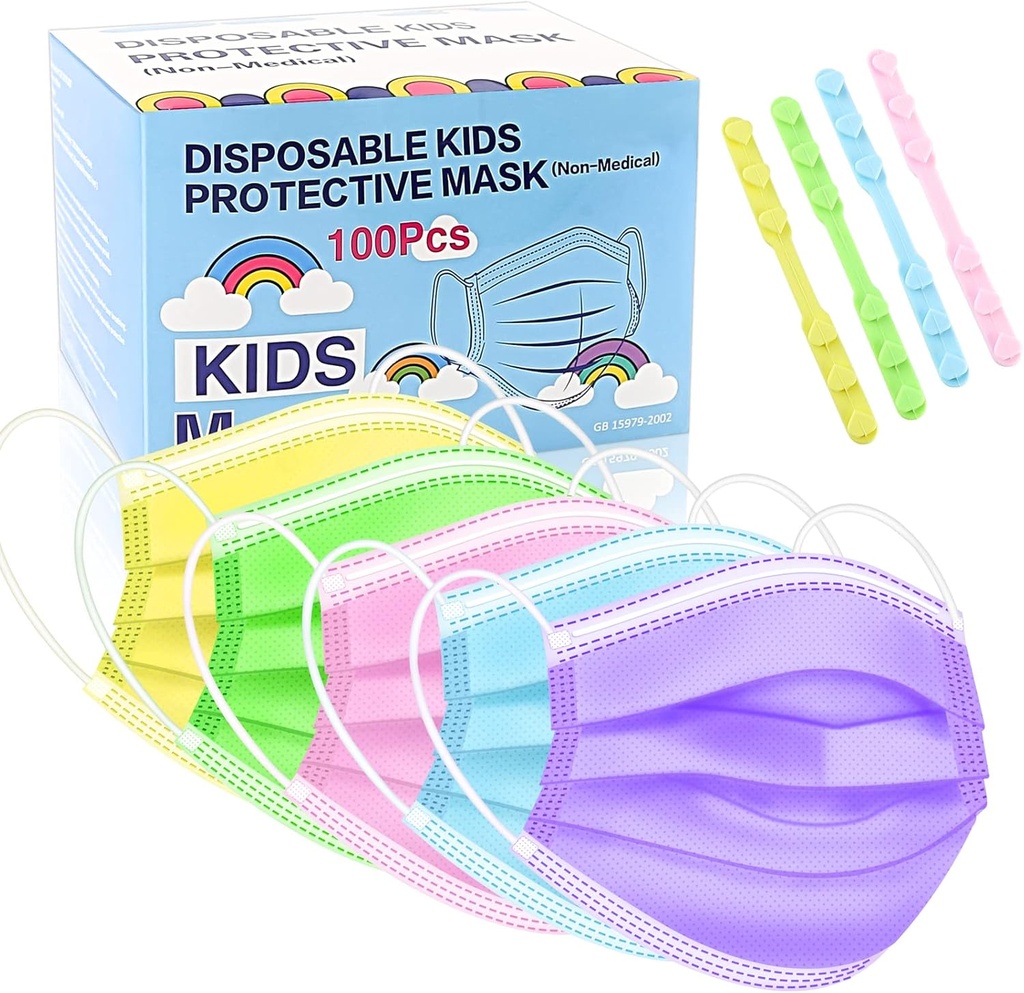 Rasav Kids Disposable Face Masks,3 Ply Kids Masks Disposable Breathable Colorful Cute Face Masks for Children, Girls & Boys