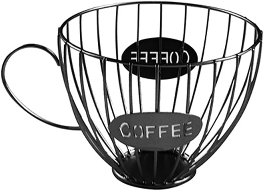 Coffee Fruits Capsule Storage Basket Coffee Cup Shaped Pod Holder and Organizer for Home Cafe Hotel Black