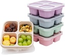 5 Pack Bento Lunch Box,4 Compartment Snack Containers,Divided Snack Box,Meal Prep Lunch Containers FOR Kids/Toddle/Adults,Food Storage Containers for School, Work and Travel