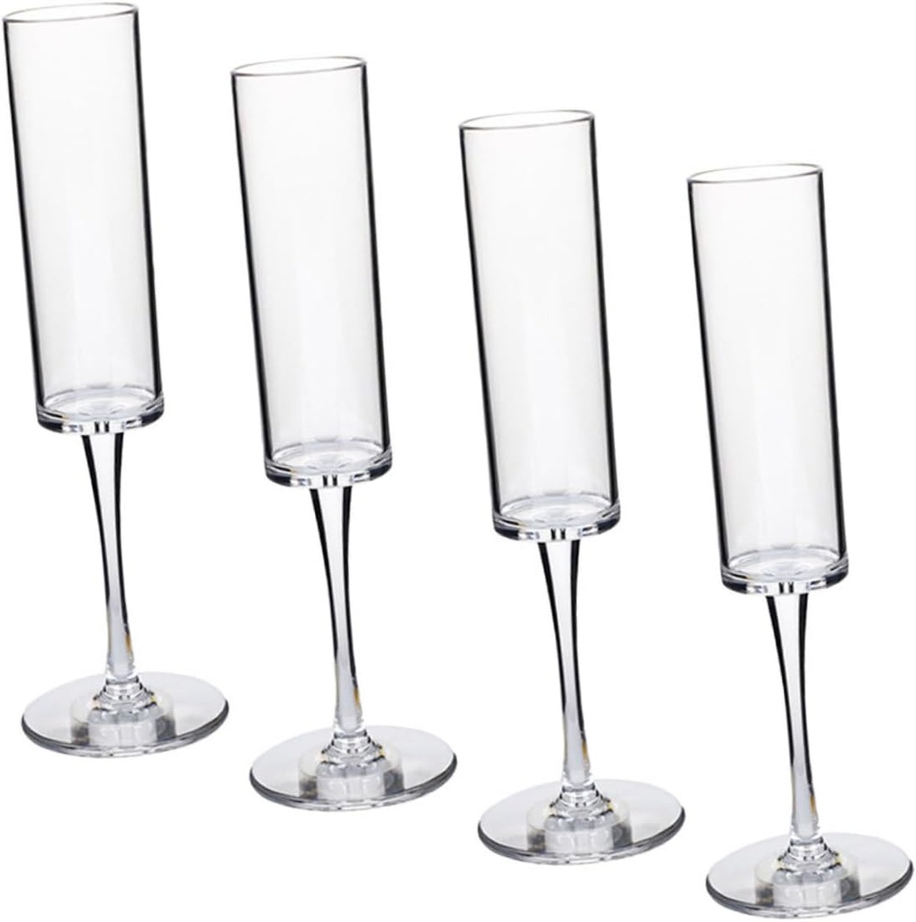 Unomor 4pcs Elegant and Flutes Wedding Party Bar Unbreakable Goblet Shot Glass