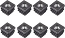 Uxcell 8Pcs M8 Threaded Inserts for 0.98" Square Tube, Black Plastic Plug Caster Inserts for Chair End Caps and Furniture Legs