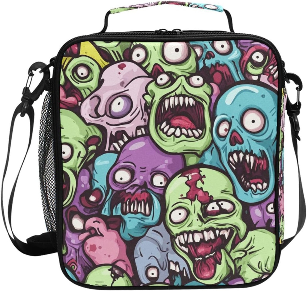 JUNZAN Colorful Yelling Zombie Lunch Bag for Girls Boys Insulated Small Cooler Lunch Box Toddler Lunchbox School Office Women Tote Lunchbags