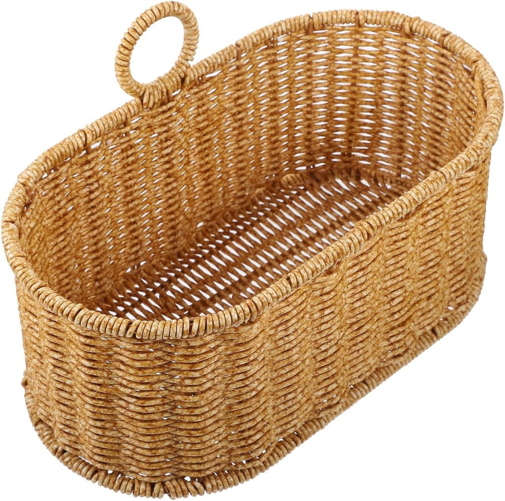 Hanging Woven Basket for Kitchen Wall with Easy Install Plastic Fruit and Vegetable Storage Organizer Multi Use Wall Decor Basket for Ginger Garlic Flower Display and Space Saving