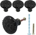 Piutouyar Black Ceramic Knobs and Pulls for Drawer, Dressers, Cupboard, Closet - 34mm / 1.3Inch Diameter (4Pcs)