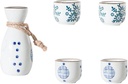 5 Pieces Sake Set, Traditional JapanCeramics Sake Cup Set, Elegant Design Best Gift for Family and Friends, with 4 Sake Cups and 1 Sake Pot Cups