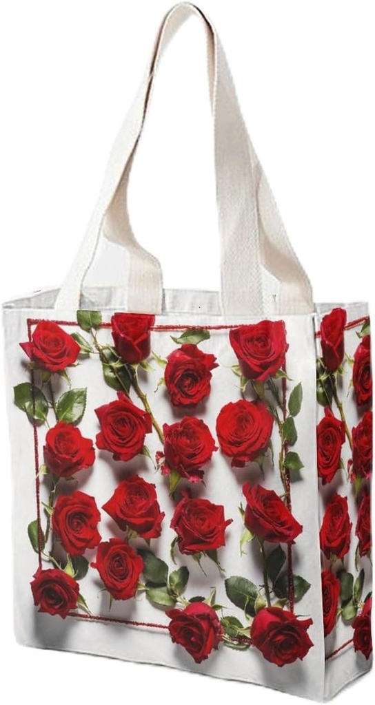 Canvas Tote Bag for Women Reusable Grocery Bag Surrounded by Roses Shopping Bags Casual Shoulder Bag Handbag