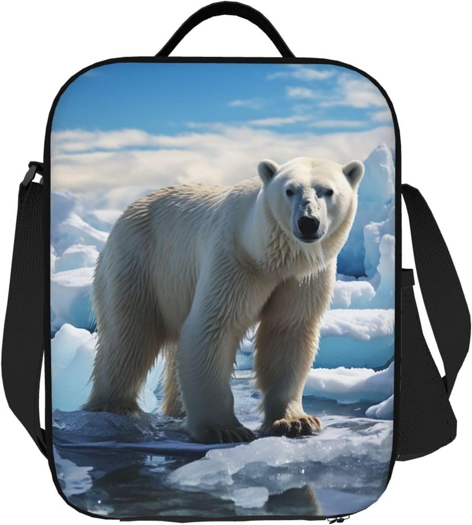 Insulated Lunch Bag for Women Men Polar Bear Ice Lunch Box Leak-Proof Cooler Food Lunch Container for Work Travel Outdoor
