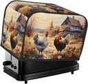 Toaster Cover 2 Slice Rustic Rooster Hen Painting Toaster Cover Waterproof Kitchen Small Appliance Covers Microwave Oven Dust-Proof Bread Cover, Women Gift
