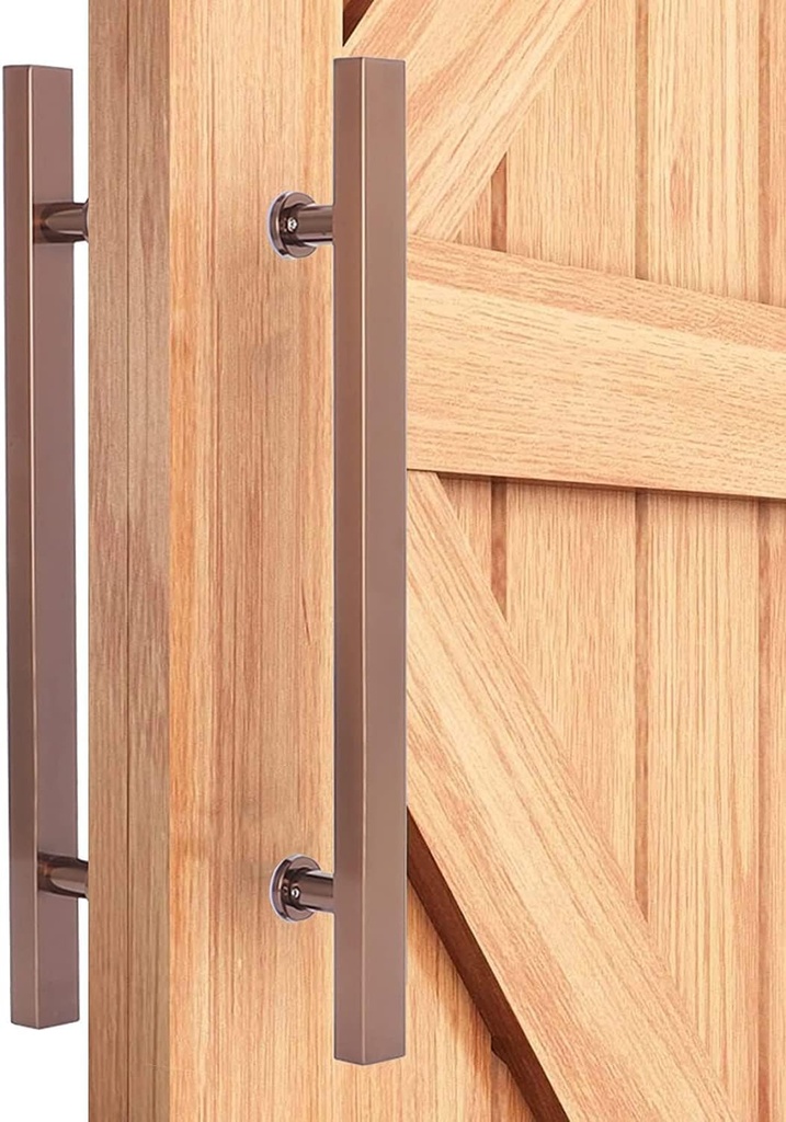 Sliding Door Handle Set,Stainless Steel Pipe Door Push Pull Bar Handle with Hardware,Interior Exterior Glass Wooden Door Handle-Rose Gold-80cm/31.5in-60cm