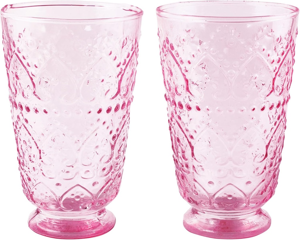 Lilly Pulitzer Hobnail Glass Set, Pink Textured Goblet Glasses, Vintage Inspired Drinkware Set, 16oz Cocktail Glasses, Set of 2, Conch Shell Pink