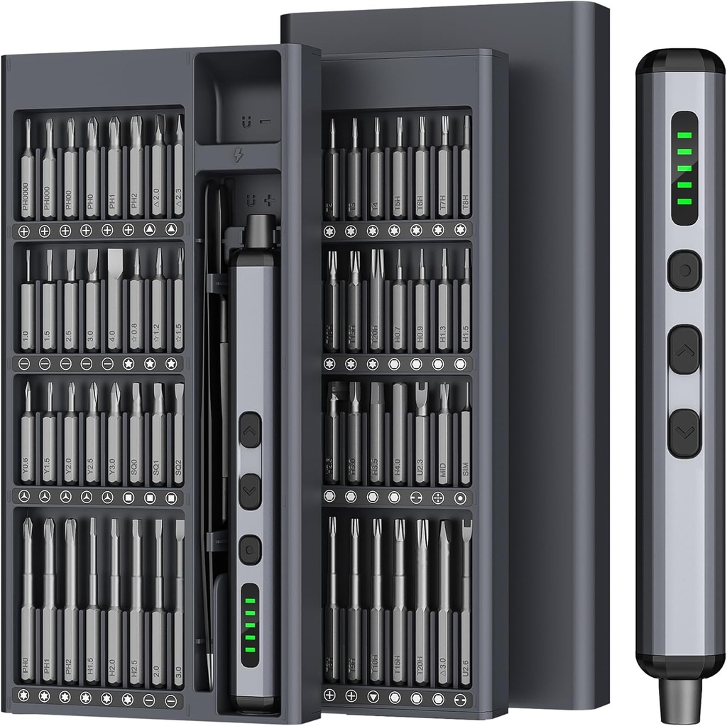 Mini Electric Screwdriver 3.7V, Cordless Screwdriver Set, Precision Electric Screwdrivers 72-in-1 Magnetic Bits, Rechargeable Portable Repair Tool Kit for Electronics Laptops Glasses Clocks