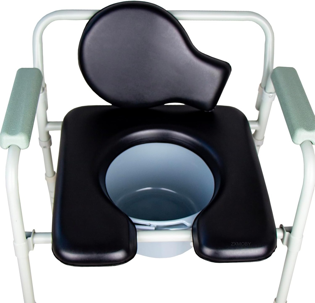 PU Commode Seat Cushion Universal Fit Toilet Chair, Sponge Padded Soft Pad for Bedside Commode Seat,with Two White Snaps and Screws. Commode Chair, Cover Shower Wheelchair