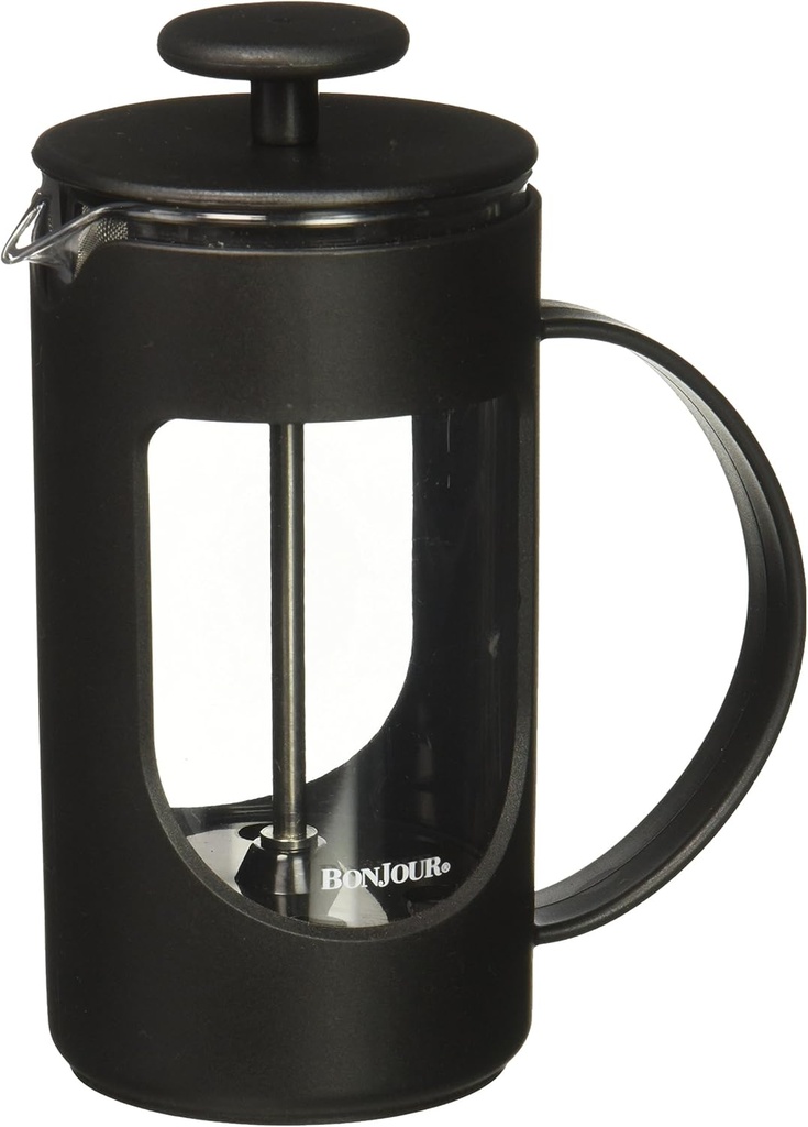 BonJour Coffee Unbreakable Plastic French Press, 12.7-Ounce, Ami-Matin, Black