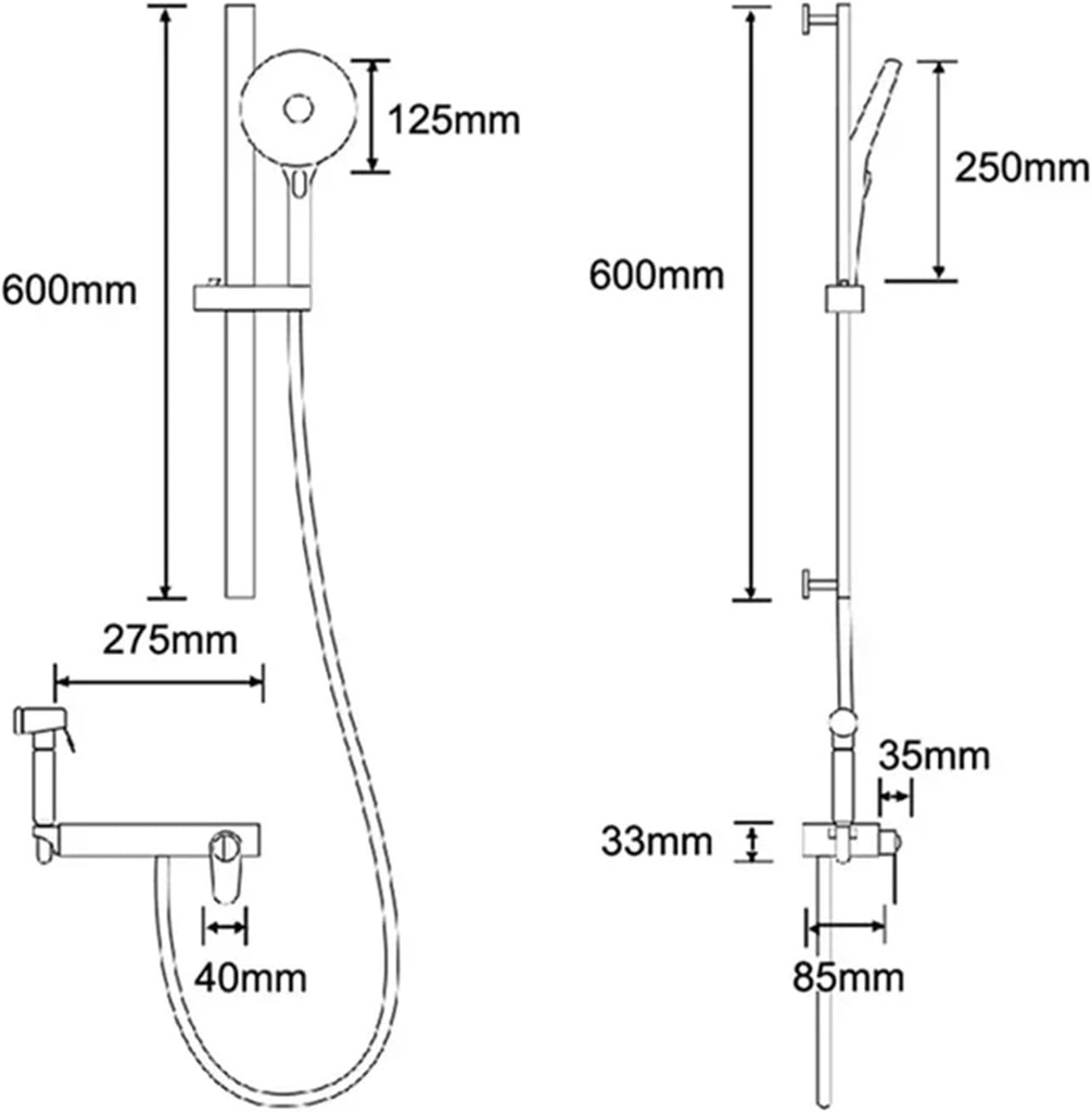 Bathroom Shower Set No Top Spray Shower System Set Minimal Split Type Thermostatic Bathtub Faucet Brass Bathroom Shower Grey(HS032H-Hot and cold)