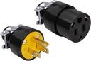 STARELO Electrical Replacement Plug & Connector Set Extension Cord Ends Black Shell 125V 15A 2Pole 3Wire NEMA 5-15P & 5-15R Industrial Grade 3-Prong Straight Blade Grounding Type(1)