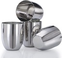 Vinod 12 OZ Premium Stainless Steel Glass, Set of 4 Water Drinking Cups, Premium Metal Cups, Drinking Wine Glasses for Milk, Juice, Beer, Whisky, Alcohol, Reusable, 12 Ounce Cups