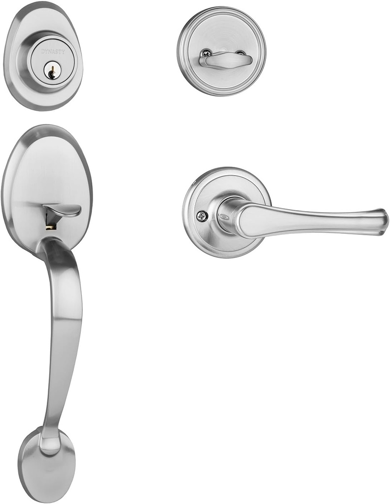 Dynasty Hardware COL-VAI-100-15 Colorado Front Door Handle Set with Vail Lever, Satin Nickel