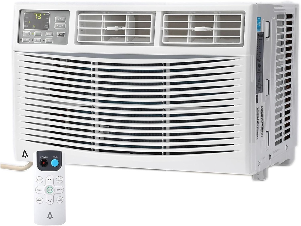 8000 BTU Window Air Conditioner, Cools Up to 350 Sq. Ft, 3 Cooling & Fan Speeds, Energy Efficient, Perfect Ac Window Unit for Bedroom, Living Room, Home Office