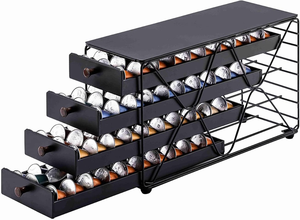 ZCDCP Coffee Pod Holder Drawer Storage, Compatible with Nespresso Originaline pod, Office Kitchen Counter Organizer (120 pods-4tiers)
