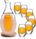 ZENS Sake Set Glasses, 8.5 Ounce Sake Carafe Cups with 6 Saki Cup Set for Warmer or Cold Japanese Wine with Stone Coaster Gift Sets