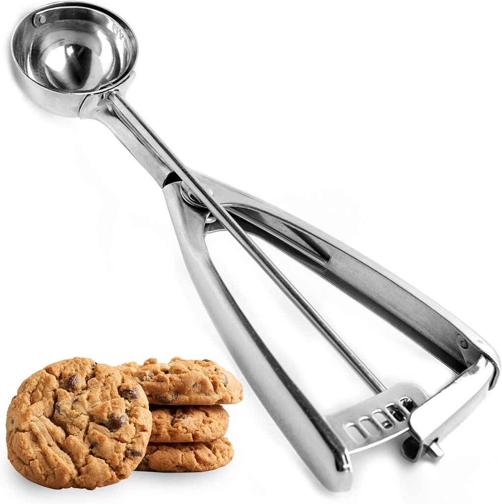 Saffron & Sage Stainless Steel Cookie Scoop - 2 Tbsp Heavy Duty Cookie Dough Scoop, Comfortable Handles with Smooth Spring Action Releases Food Easily, Multipurpose, Rust Resistant and Dishwasher Safe