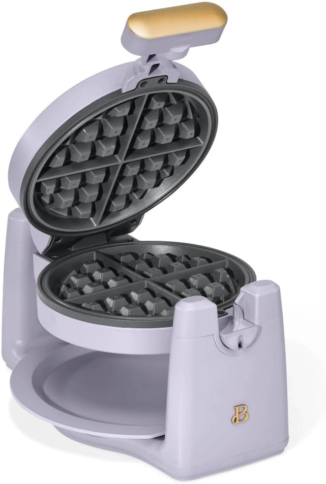 Beautiful Rotating Belgian Waffle Maker, Non-Stick Plates, Lavender