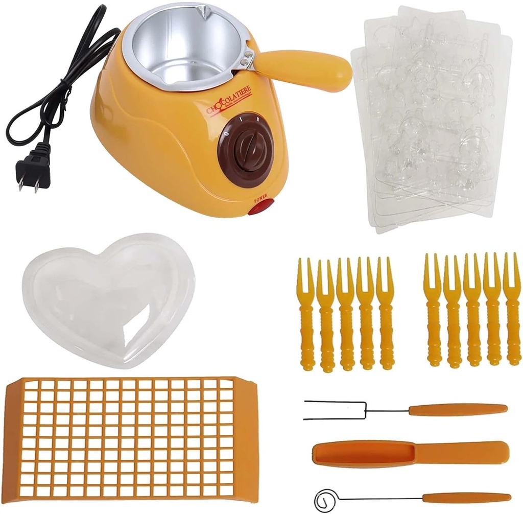 Chocolate Melting Pot Kit Heating Machine Electric Chocolate Tools Candy Chocolate Maker Electric Chocolatiere Melting Pot Candy Chocolate Maker Baking Handmade DIY Gourmet Tools Yellow
