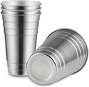 MEWAY Premium Stainless Steel Cups 24 oz Pint Cup Tumbler (4 Pack) - Premium Metal Cups - Stackable Durable Cup，Chilling Beer Glasses, for Travel, Outdoor, Camping