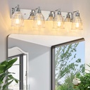 4 Light Bathroom Light Fixtures Modern Chrome Vanity Lights for Bathroom Lighting Fixtures Over Mirror with Thickened Glass Shade for Cabinet Mirror Bedroom Hallway