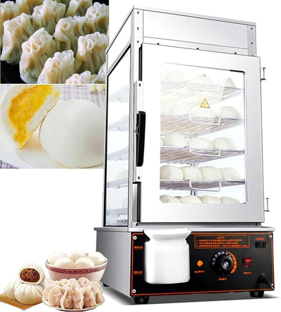 Commercial Five-Layer Electric Food Warmer, 1200W Steamer, (30-110℃), 360° Heating, Anti-Dry Burn
