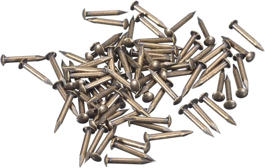 uxcell 80 Pcs Small Tiny Nails 1.5mmx12mm(DxL) Tiny Brass Nails Hardware Nails Small Nail for Wooden DIY Decorative Boxes Household Accessories, Bronze Tone