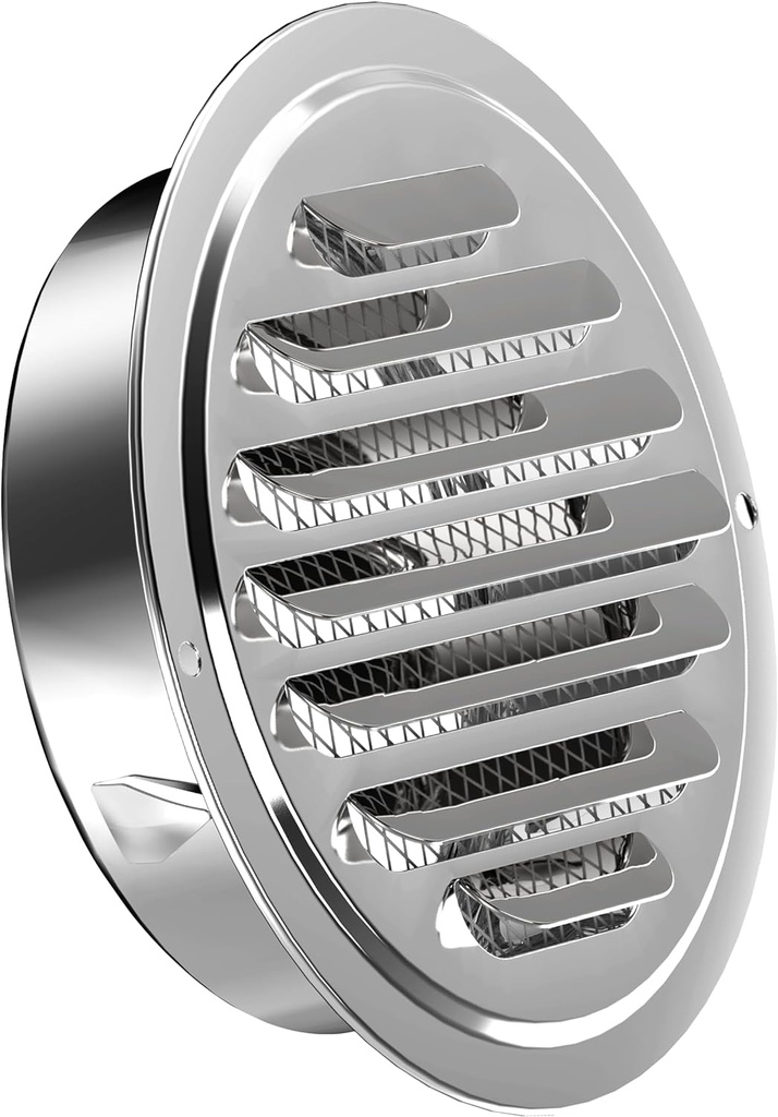 Stainless Steel Soffit Vents 6 Inch, HG Power Round Vent Cover with Screen Mesh, Louver Air Vent Hood for Wall, Ceiling Mount, Bathroom, Garage, Attic Ventilation, Silver