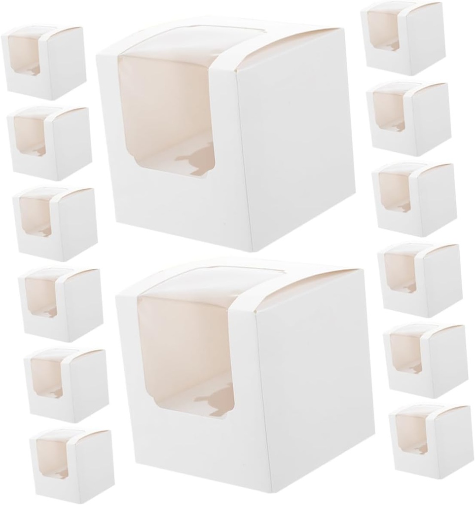 40Pcs White Cupcake Boxes with Window Lids and Inserts Individual Cake Containers for Cupcakes Muffins and Pastries Portable Carrier for Weddings Birthdays and Showers