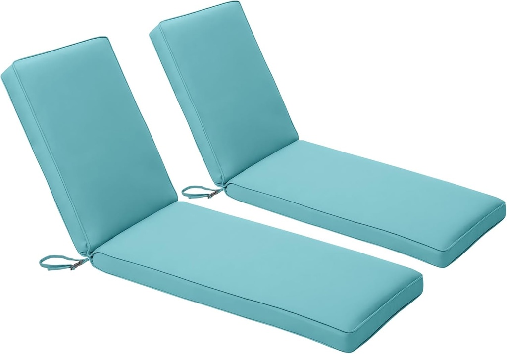 BPS Outdoor Lounger Cushion 72''L x 22''W x 3.5”H Patio Furniture Chair Seat Cushion Olefin Fabric Slipcover Sponge Foam, Set of 2