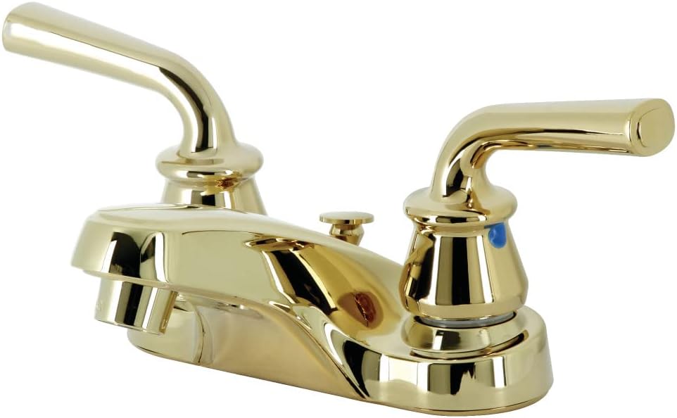 Kingston Brass KB252RXLB Restoration 4-Inch Centerset Bathroom Faucet Pop-Up, Polished Brass