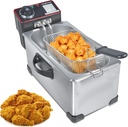 3L Deep Fryer with Basket, 1300W Small Deep Fryers for Home Use, Fryer Pot with Temperature Control, View Window Lid,Stainless Steel Body Electric Deep Fryer Pot for Restaurant