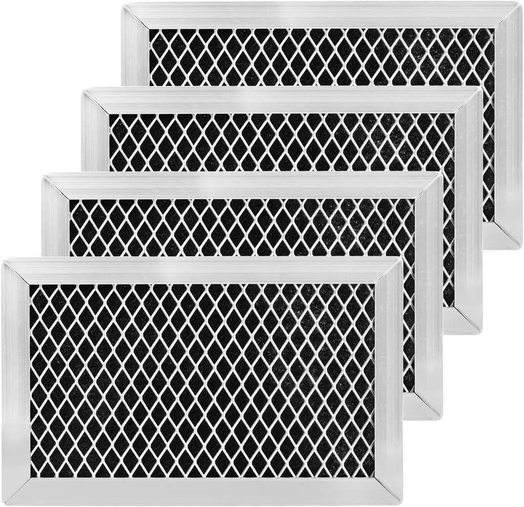 WB02X11124 JX81J Microwave Recirculating Charcoal Filter - Real Activated Carbon Filter - Thickened Aluminum Frame for GE Microwave Charcoal Filter WB06X10823 4 Pack