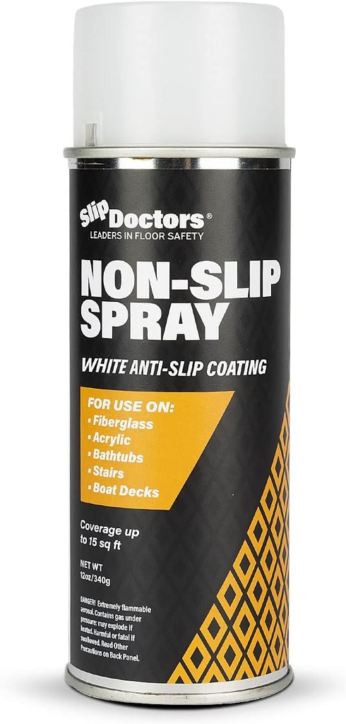 Non-Slip Spray (White) for Increased Grip on Fiberglass, Acrylic, Concrete and Tiles – White Anti-Slip Spray Coating for Shower, Bathtubs & Floors
