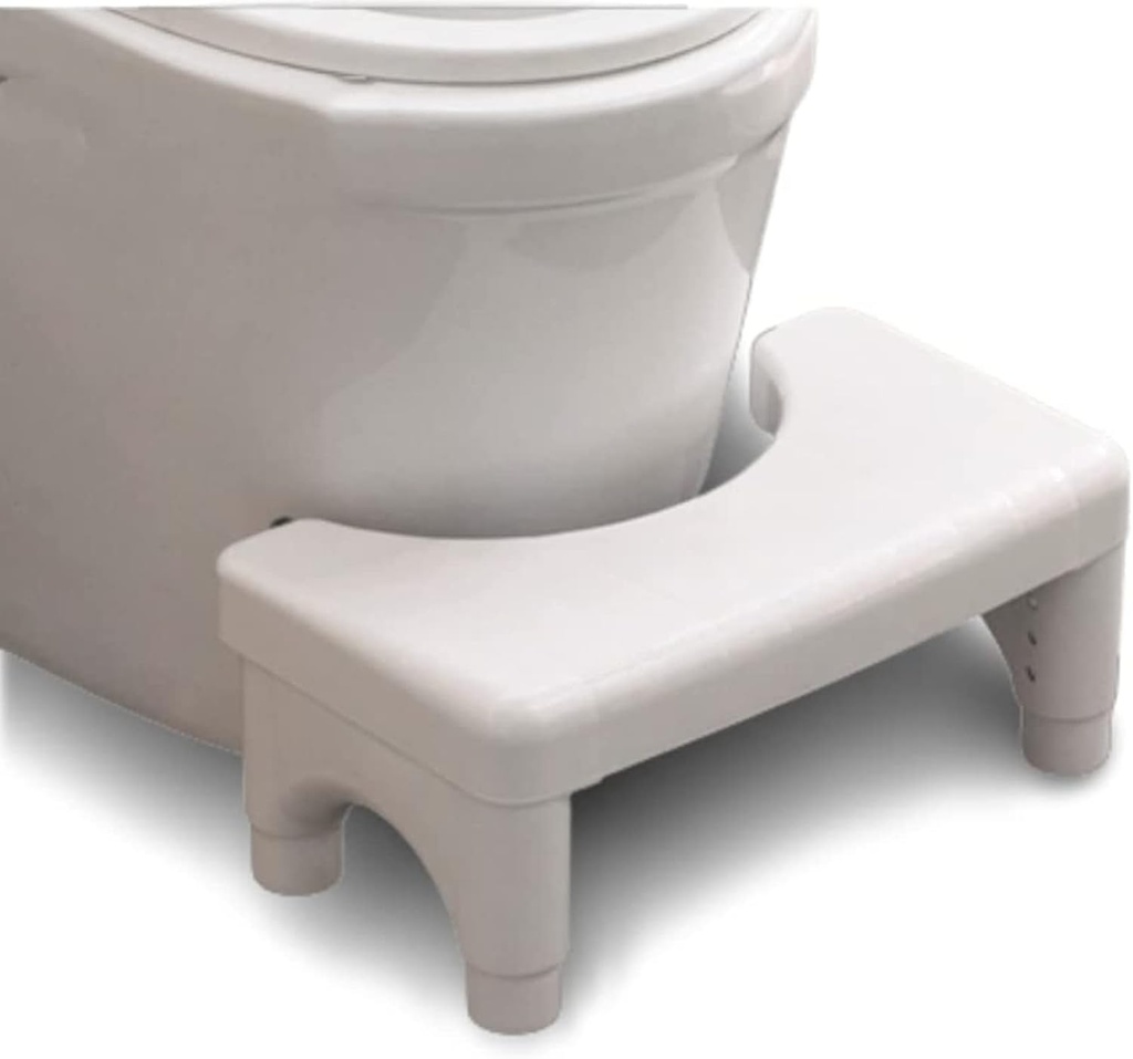 Adjustable Height Potty Step Stool for Adults, Non-Slip Bathroom Squat Aid, Removable Toilet Step for Colon Health, Portable Squat Stool, Family Health Accessory (White-1PCS)