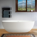 WOODBRIDGE 66-1/8 in. x 30.75 in. Stone Resin Luxury Contemporary Solid Surface Freestanding Bathtub in Matte White