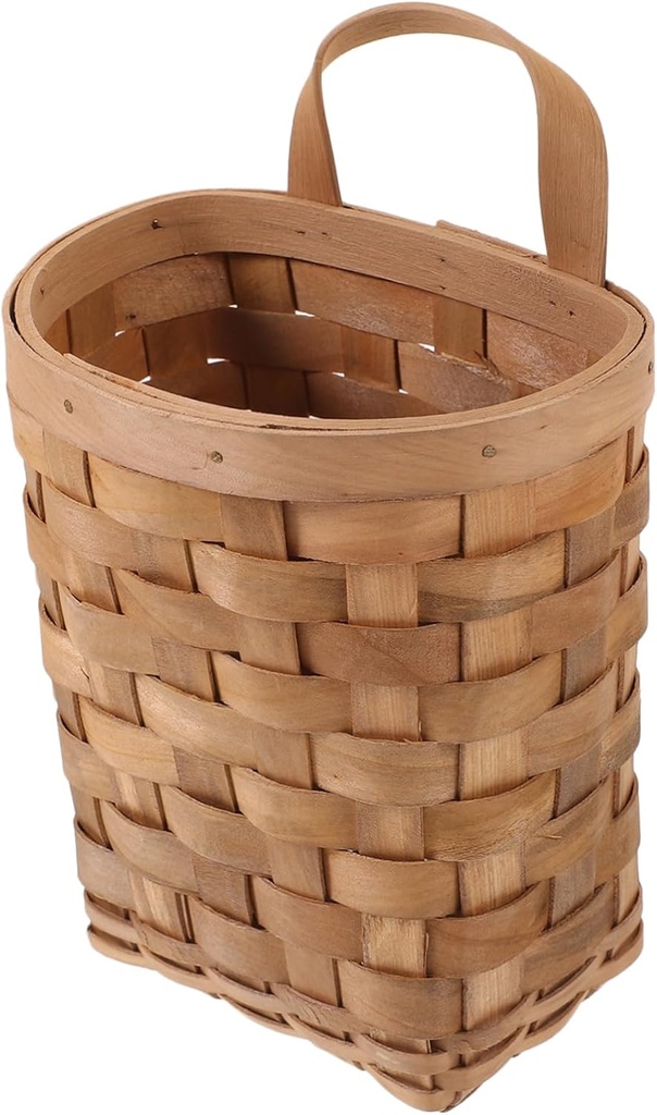 Zerodeko Storage Basket Wall Hanging Organizer Kitchen Storage Woven Bins Wooden Construction