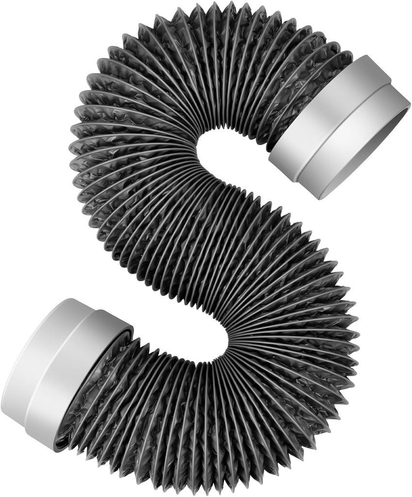 8FT Dryer Vent Hose 4 Inch, Flexible Aluminum Dryer Duct with Rubber Seal Connectors, Insulated Dryer Exhaust Hose Vent Pipe for Tight Spaces, Easy-Install Dryer Vent Connector Kit