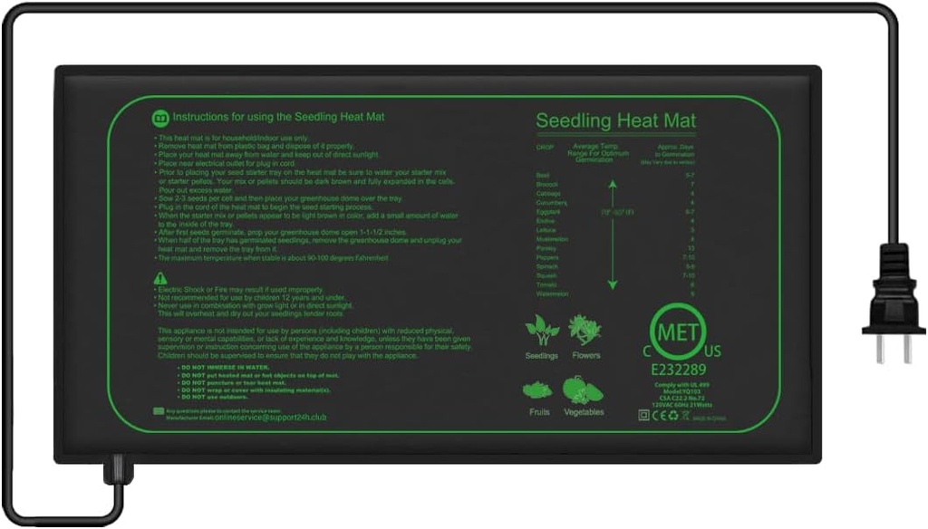 1 Pack 21W Seedling Heat Mat for Seed Starting,10" x 20.75" Waterproof Heating Pad for Indoor Plants Germination(M)