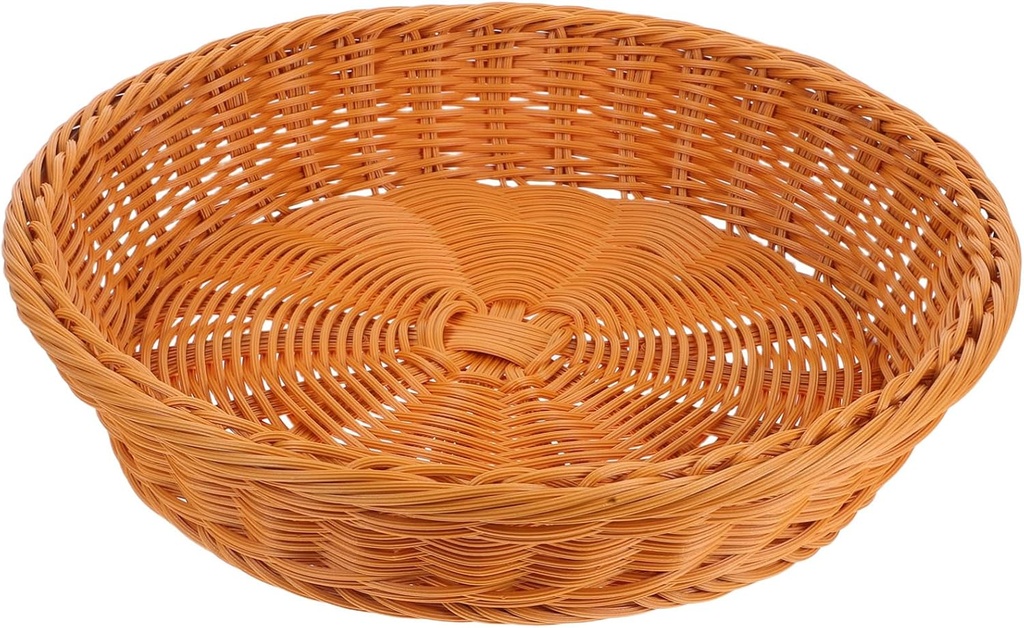 Wicker Fruit Storage Basket Round Home Kitchen Snack Box Bread Basket for Table Imitation Rattan Capacity