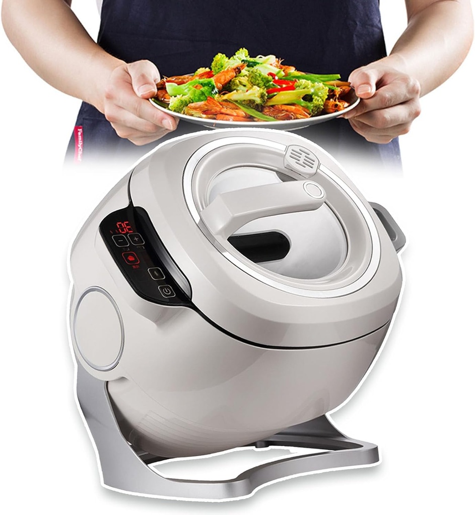 Drum Type Food Processor, Stir-Fry Machine Cooker - 360° Rotating and Reservation Function, Auto Cooking Great for Home Restaurant