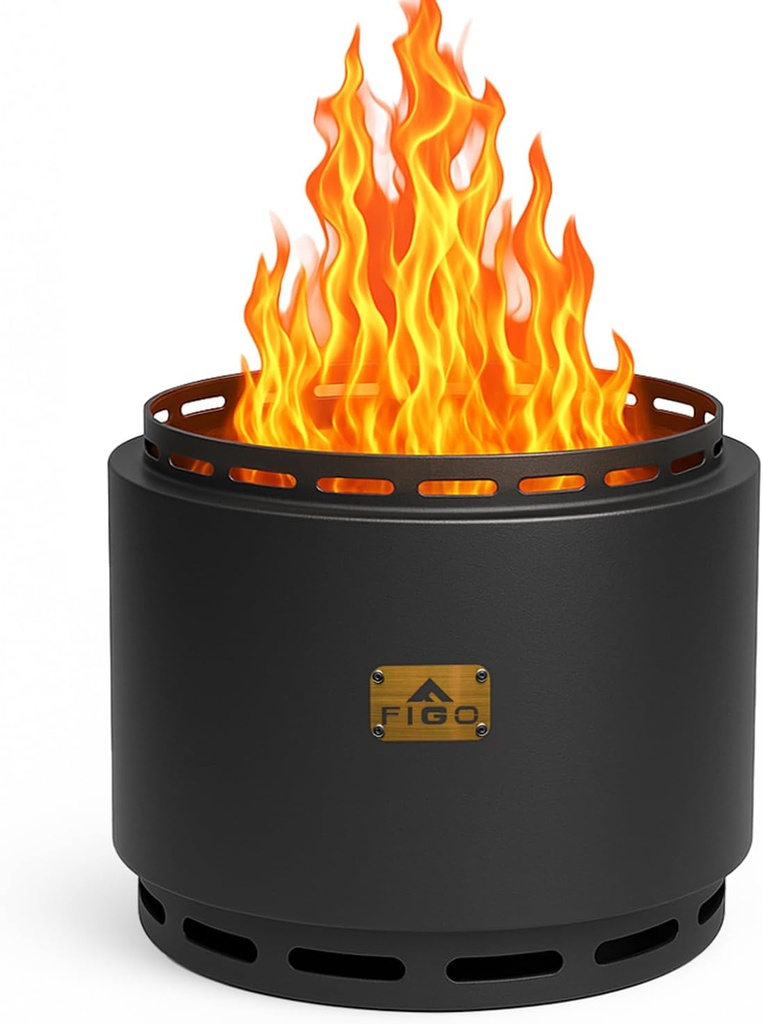 18" Smokeless Fire Pit with Removable Ash Pan, Fire Poker & Carry Bag - Portable Outdoor Fire Pit - Cast Iron - Wood Burning Lightweight Fireplace, Ideal for 4-6 People, 25 lbs