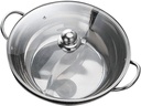 12 Inch Divided Hotpot Pot Stainless Steel Pot with Divider Hot Pot Two-Flavor Soup Pot Shabu Shabu Pot with Glass Lid for Induction Cooker, Gas Furnace, Electric Furnace, Ceramic Hob