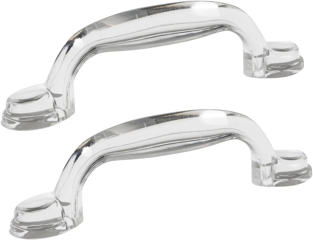 2pcs Transparent Acrylic Drawer Knobs Pull Handles Dresser Pulls Glass Look Kitchen Cabinet Door Handle Pull, Adhesive Type